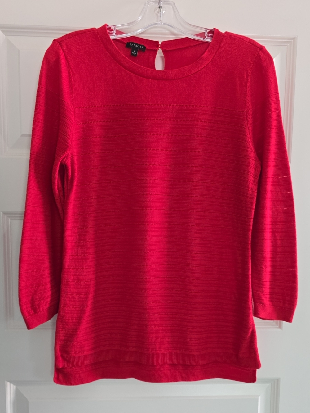 Talbots Lightweight Red Textured Crewneck Sweater
